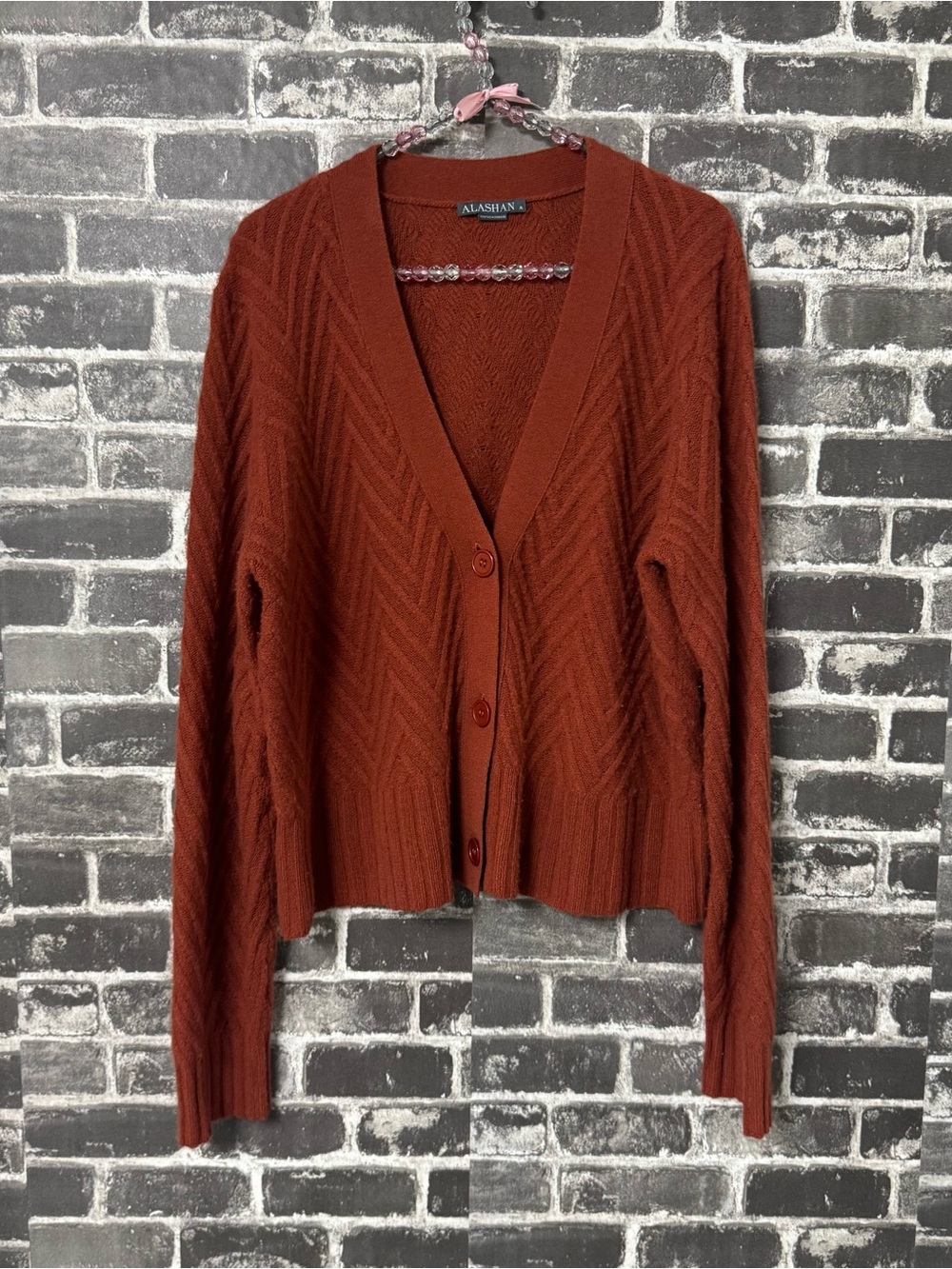 Alashan cardigan sweater 100% cashmere orange button front